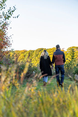 walking through field