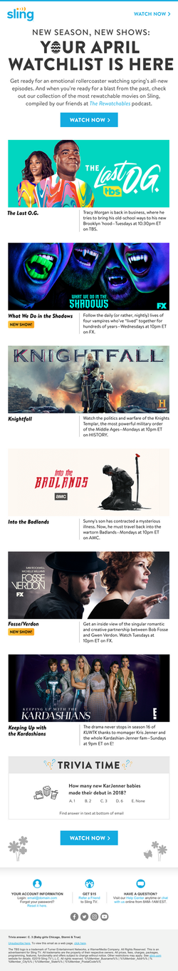 Sling TV - Entertainment Newsletter