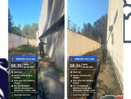 Monitoring dan kontrol rutin area branggang dan tembok keliling Lapas Mamasa