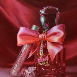 Lip Injection Too Faced Juicy Couture Pink, cosmetic still life, oil painting Peinture