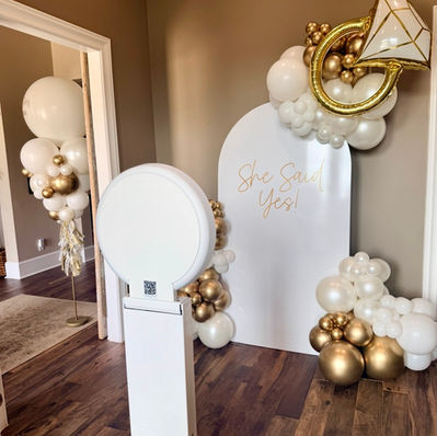 engagement party balloons, photo booth rentals katy, photo booth entertainment houston, bridal party balloon garland fulshear