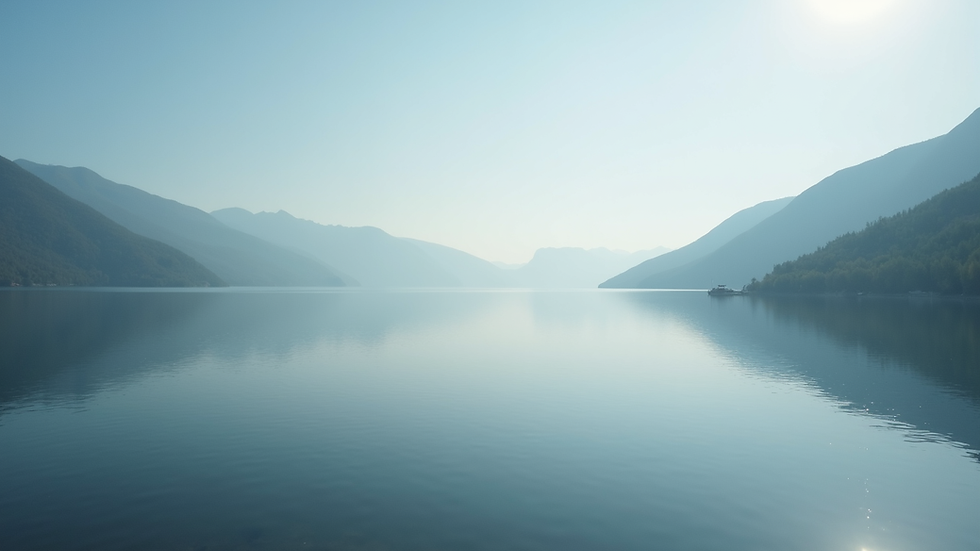 Eye-level view of a calm lake reflecting the sky