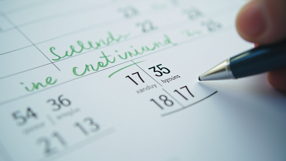 Close-up view of a calendar with marked coaching appointments