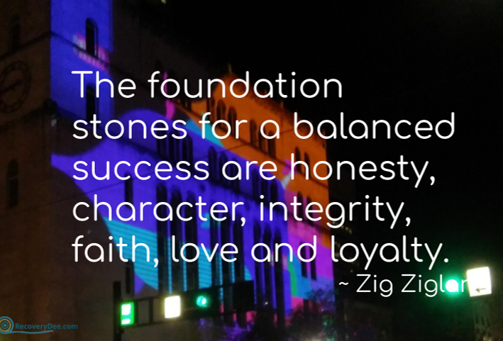 Quotepic Zig Ziglar on foundation stones of life building in KY with Blink light projection from Cincinnati