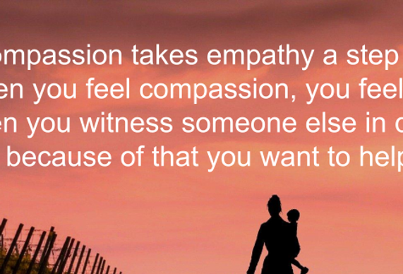 Quotepic Goleman on compassion set on orange background with figure silhouetted