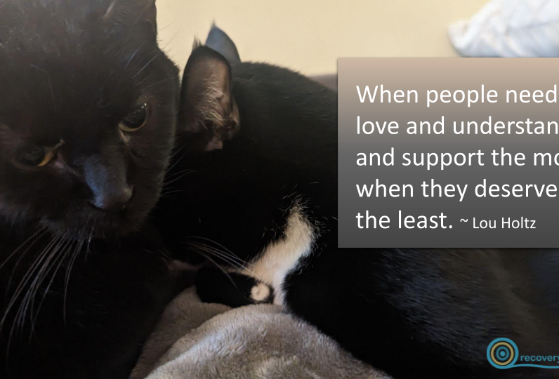 Quotepic Lou Holz on being deserving of love against two cats nuzzling