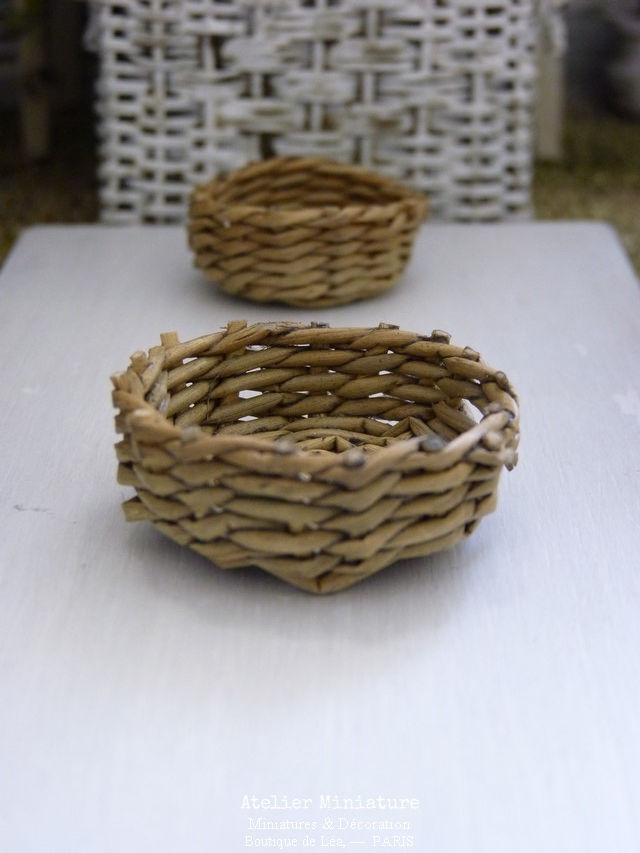 Miniature : 2 Paniers en Osier, Maison de Poupée, 1/12