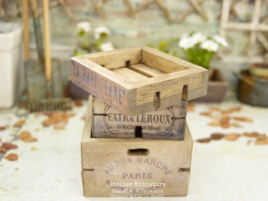 Miniature : Cagette Miniature en Bois, Maison de Poupée, Échelle 1/12