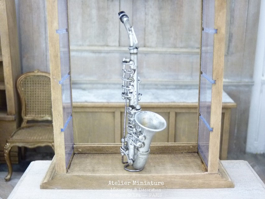 Saxophone Miniature en Laiton, Chromé Shabby Chic, Instrument de Musique