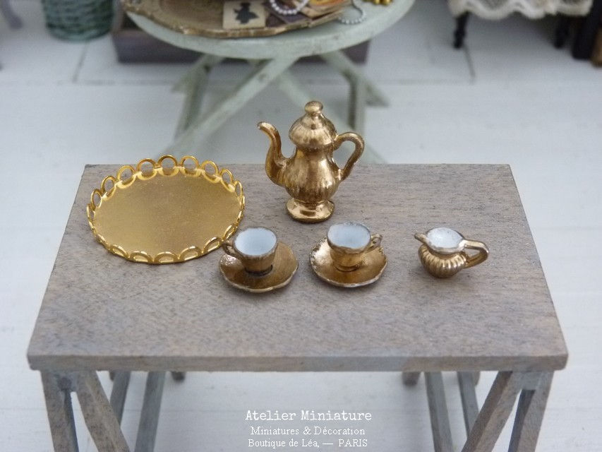 Thumbnail: Service à Café  Or, Maison de Poupée, Échelle 1/12