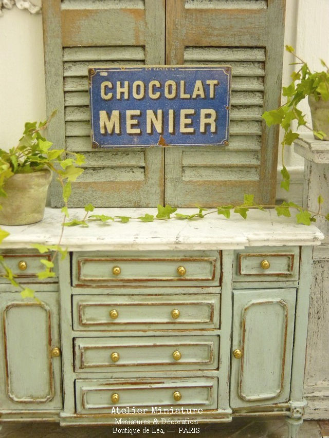 Miniature : Panneau Vintage Miniature en Bois, Maison de Poupée, 1/12