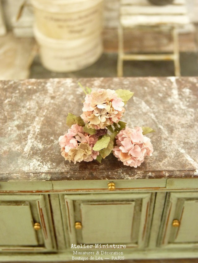 Miniature : #1 - Hortensias Miniatures d'Automne, Fleurs en Papier, 100% fait main, 1/12