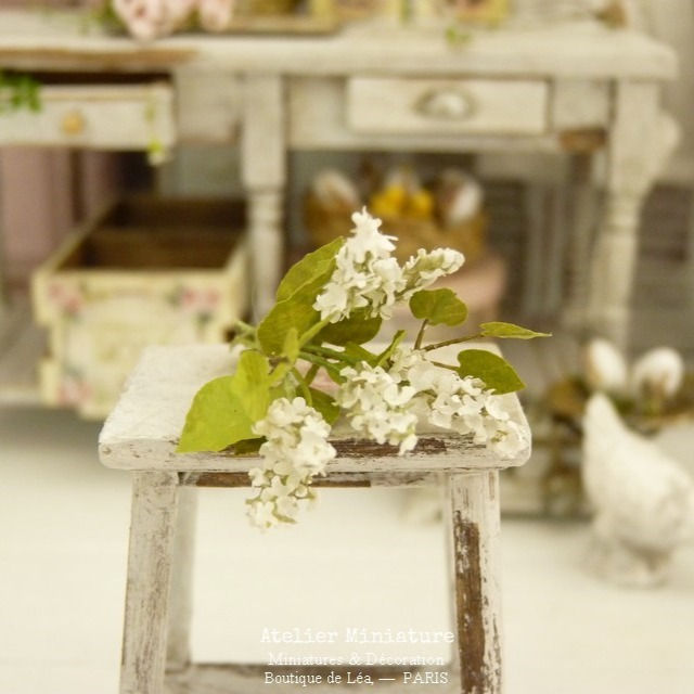 Lilas Blanc Miniature, Fleurs en Papier, 100% fait main
