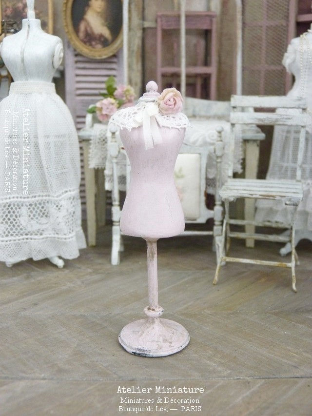 Miniature : Mannequin Buste en résine, Rose Shabby Chic