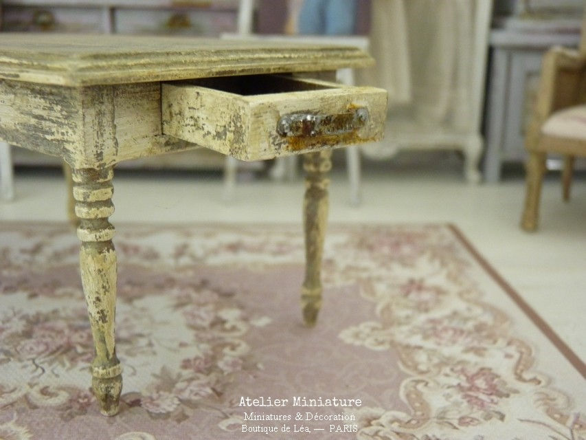 Miniature : Table Rectangulaire Miniature, Mobilier en Bois, Shabby Chippy