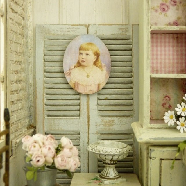 Thumbnail: Wooden Oval Portrait, Doll House Printed Miniature Reproduction
