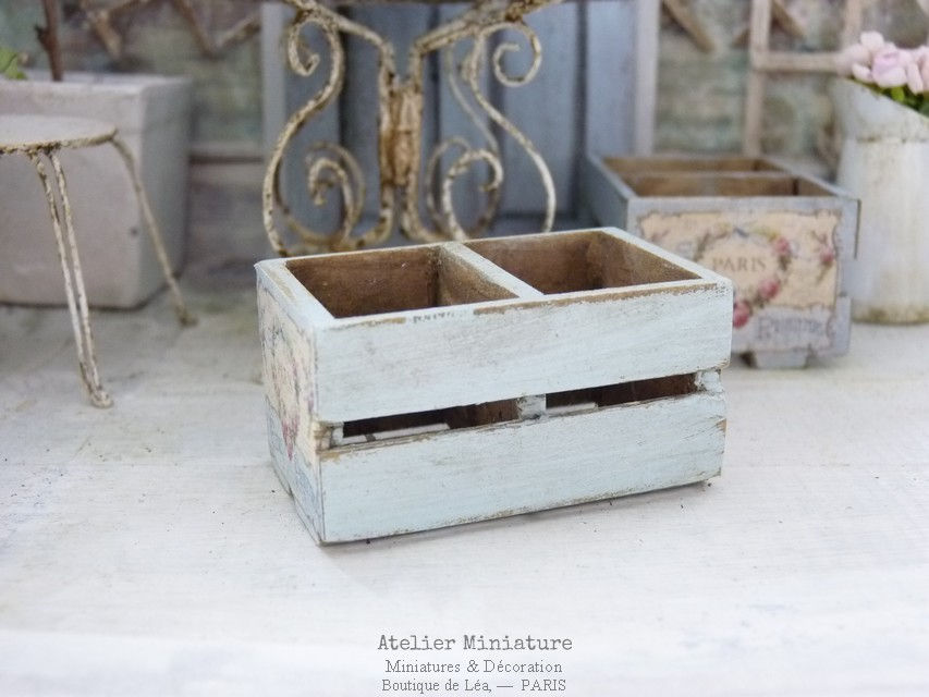 Miniature : Cagette Miniature en Bois, 2 casiers, Échelle 1/12