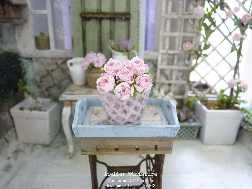 Miniature : #2 - Bouquet de 6 Roses Anglaises Miniatures, Fleurs en Papier, 100% fait-main