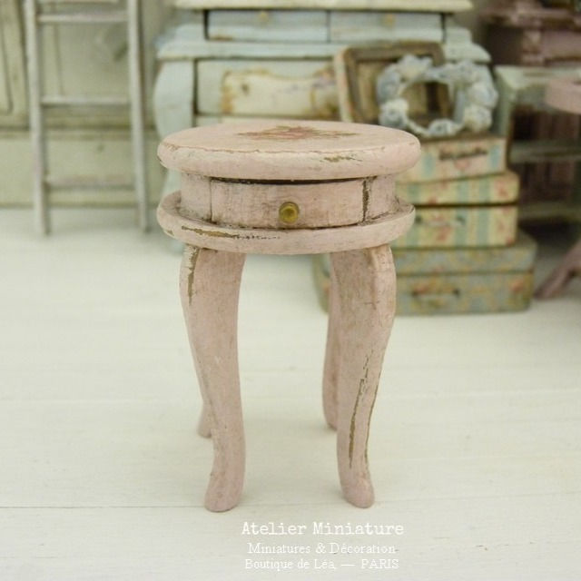 Guéridon Miniature, Mobilier en Bois, Rose Shabby Chic