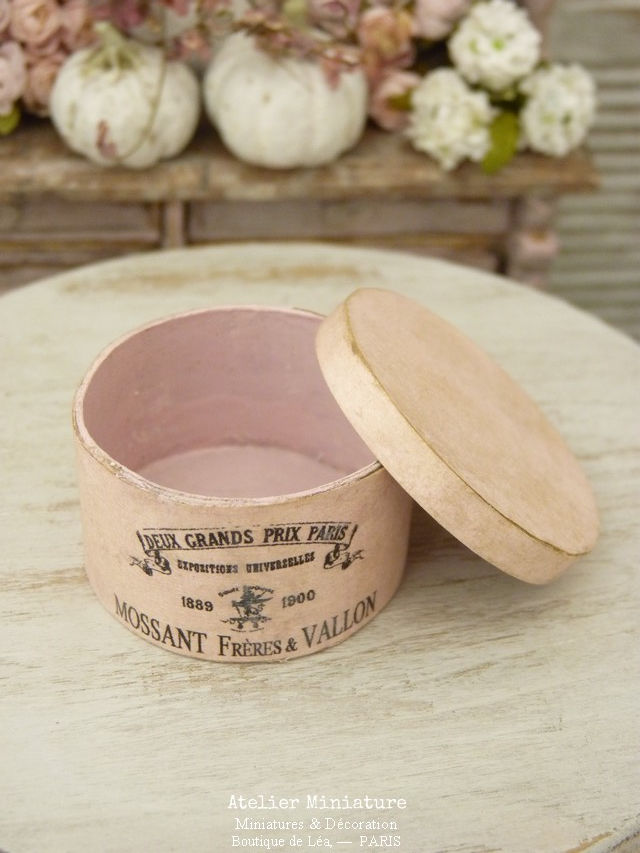 Thumbnail: Boîte Ronde Vintage, Rose Shabby Chic Romantique, Maison de Poupée, 1/12