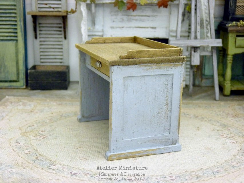 Thumbnail: Bureau Campagne Chic, Miniature en bois, Maison de Poupée, 1/12