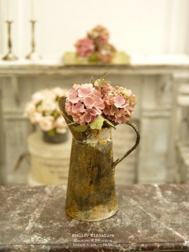 Miniature : #1 - Hortensias Miniatures d'Automne, Fleurs en Papier, 100% fait main, 1/12