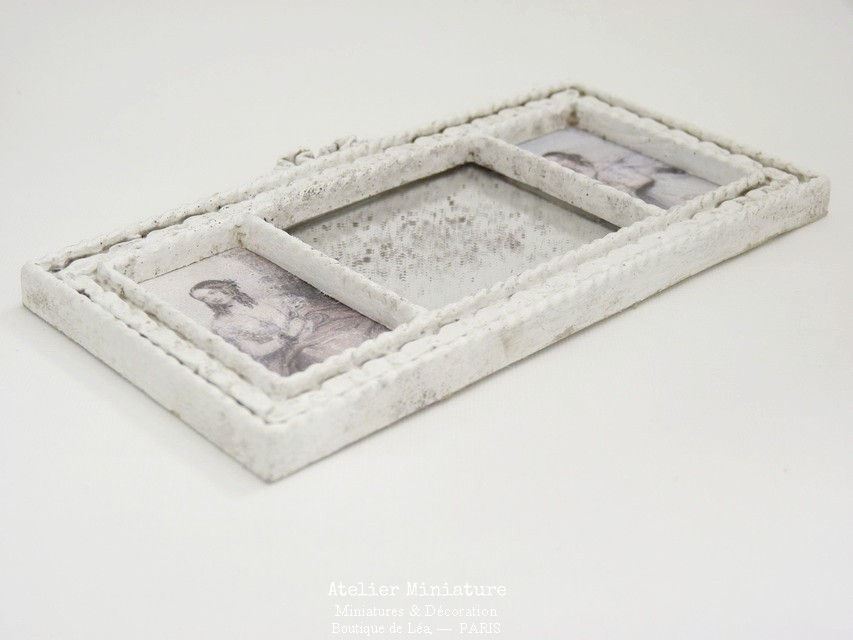 Thumbnail: Miroir Shabby Chic, Miniature en PVC, Miroir Acrylique vieilli, Maison de Poupée