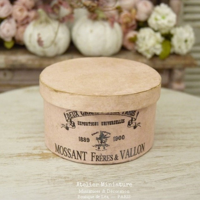 Boîte Ronde Vintage, Rose Shabby Chic Romantique, Maison de Poupée, 1/12