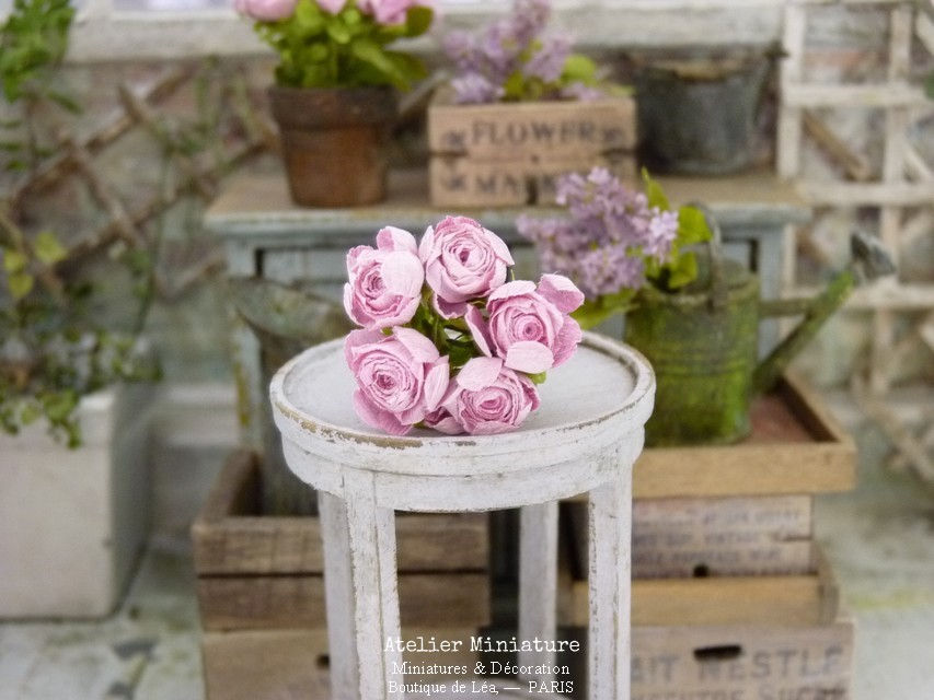 Miniature : Bouquet de 5 Roses Miniatures, Fleurs en Papier, 100% fait main