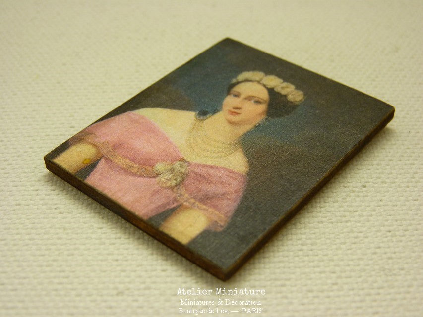 Thumbnail: Panneau Miniature en Bois, Portrait imprimé, Échelle 1/12