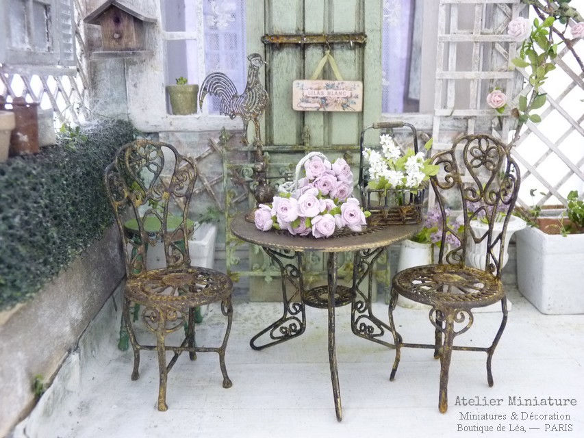 Thumbnail: #1 - Chaise de Jardin en Métal, Bleu Vieilli, Maison de Poupée