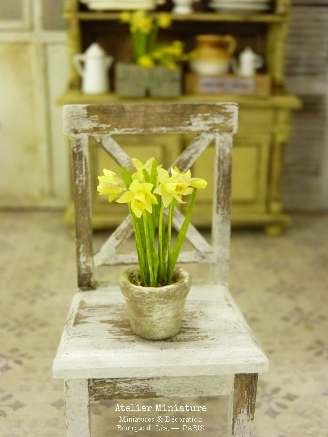 Miniature : #1 - Pot de Jonquilles Miniatures, Maison de Poupée, 1/12