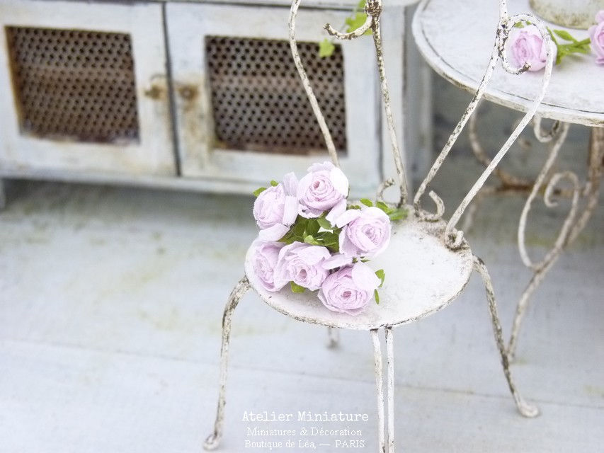 Miniature : #2 - Bouquet de 6 Roses Anglaises Miniatures, Fleurs en Papier, 100% fait-main