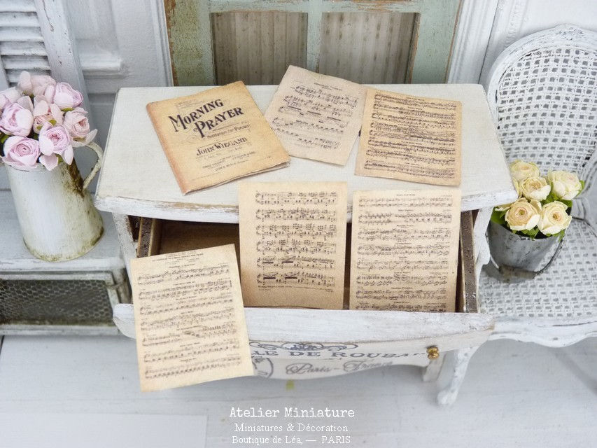 Miniature : Pochette de Partitions Musicales, Jenny Lind, Miniatures en papier, Échelle 1/12