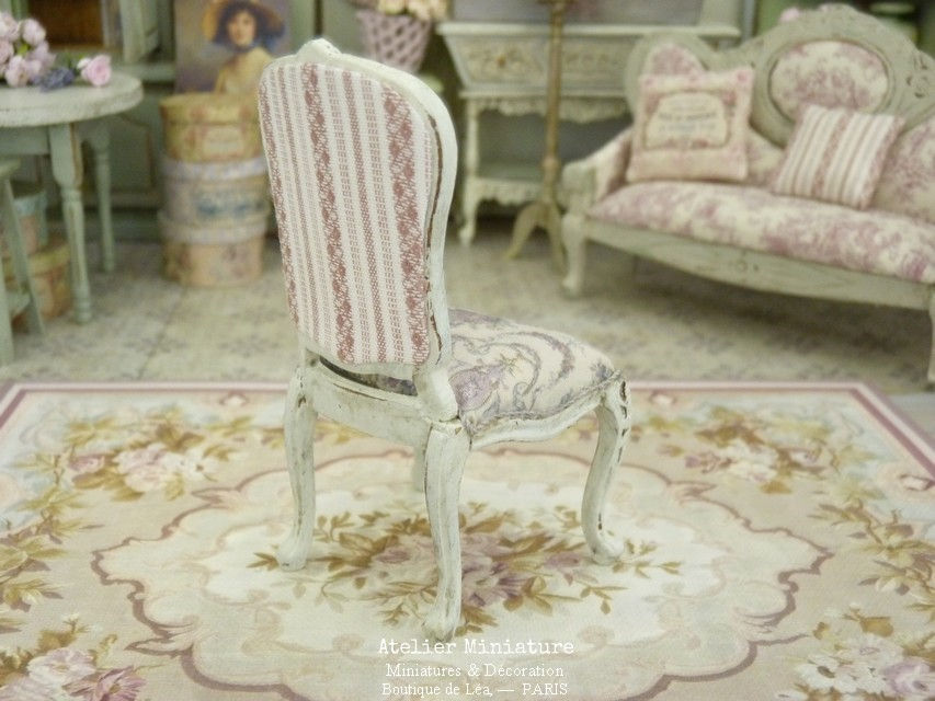 Miniature : Chaise Louis XV, Maison de Poupée, Échelle 1/12