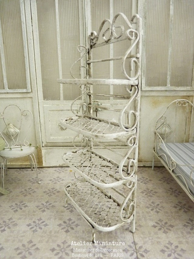 Thumbnail: Étagère Miniature en Métal, Blanc Shabby Chic, Maison de Poupée, 1/12