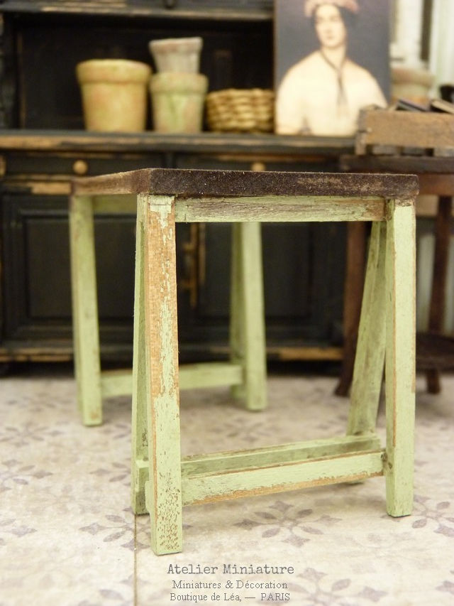 Miniature : Table sur Tréteaux Miniature, Maison de poupée, 1/12