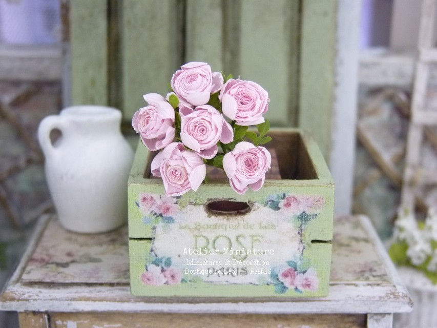 #1 - Bouquet de 6 Roses Anglaises Miniatures, Fleurs en Papier, 100% fa