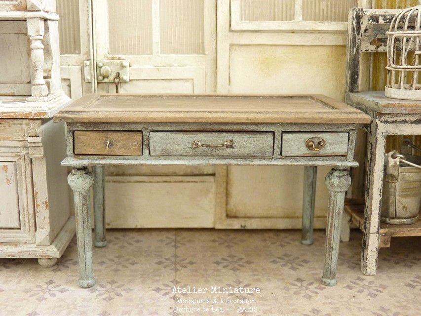 Miniature : Table Rectangulaire Miniature, Mobilier en Bois, Meuble de Poupée