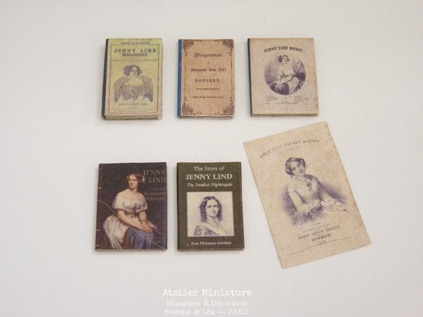 Miniature : Cinq Livres (fermés), Jenny Lind, Miniatures en Papier