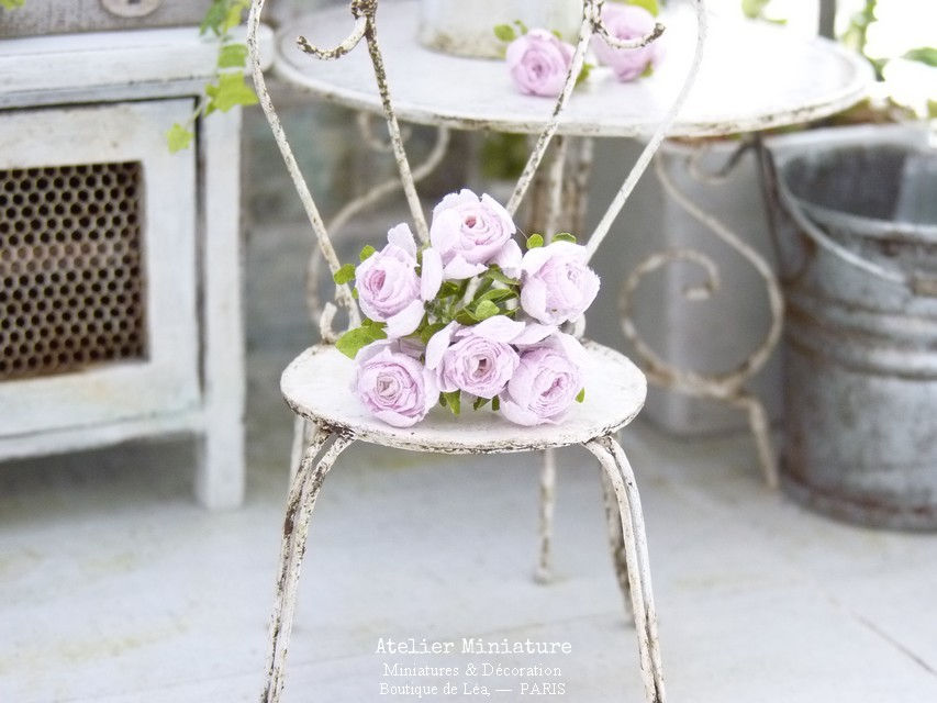 Miniature : #2 - Bouquet de 6 Roses Anglaises Miniatures, Fleurs en Papier, 100% fait-main
