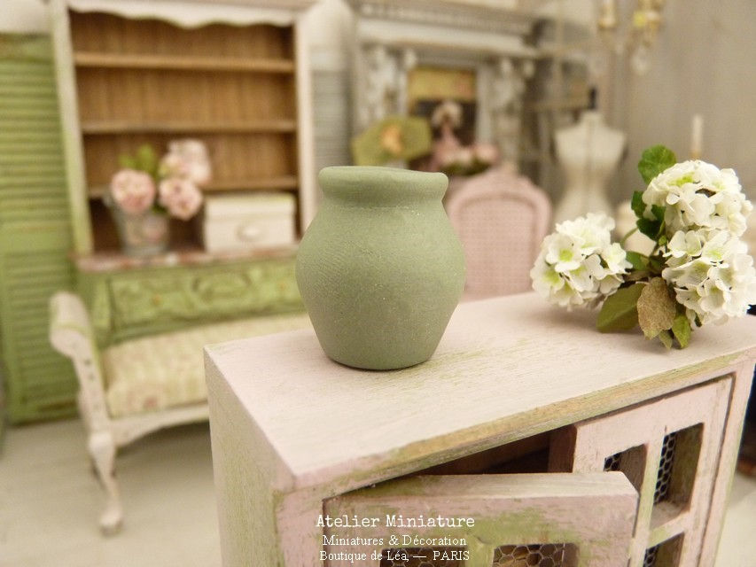 Thumbnail: Ceramic Vase, Provence Green, Doll House, Scale 1/12
