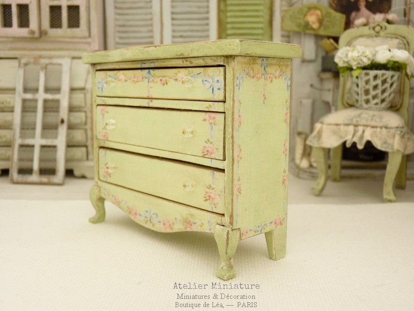Thumbnail: Marie Antoinette Chest of Drawers, Printed Decors, Dollhouse, Scale 1/12