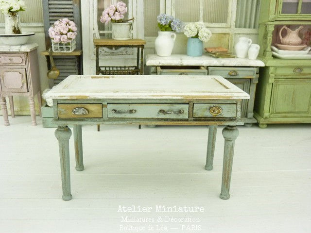 Table Rectangulaire Miniature, Mobilier en Bois, Meuble de Poupée, 1/12