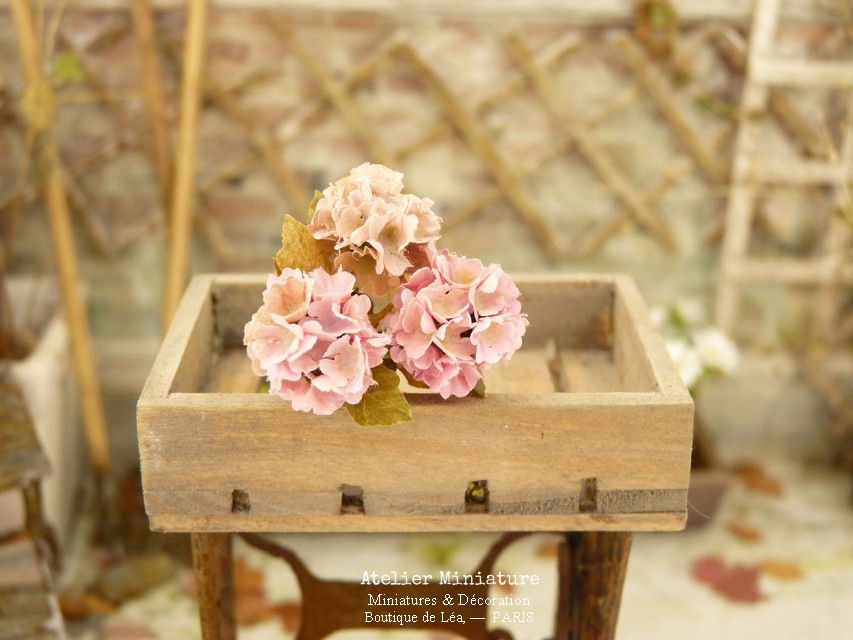 3 Hortensias Miniatures d'Automne, Fleurs en Papier, 100% fait main