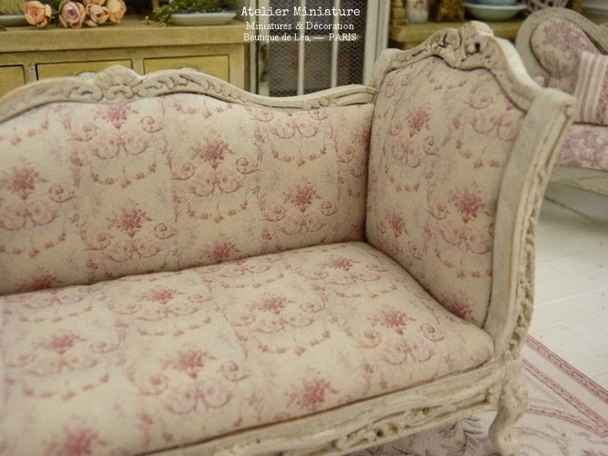 Thumbnail: Canapé-Lit de Repos, Shabby Chic, Échelle 1/12