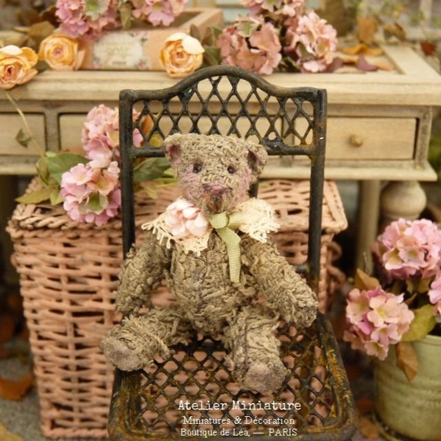 Ourson Miniature Brun Ancien, Maison de Poupée 1/12