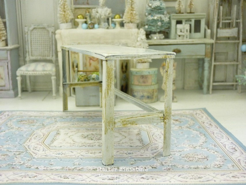 Miniature : Console, Table, Desserte, Établi, Mobilier en Métal, Maison de Poupée, 1/12