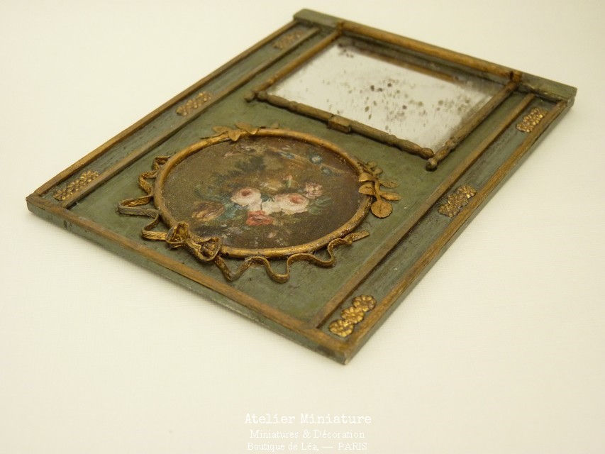 Miniature : Miroir-Trumeau Vieilli Miniature en Bois, Échelle 1/12