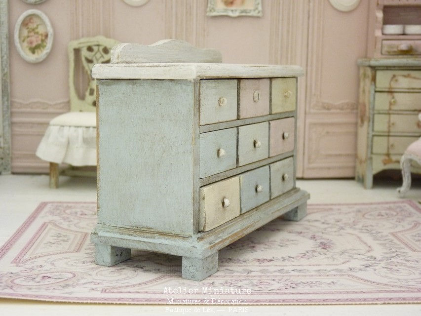 Miniature : Meuble de Métier Miniature en Bois, Maison de Poupée, Échelle 1/12